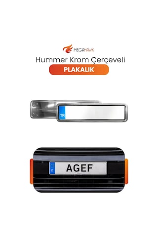 Hummer Krom Plakalık Paslanmaz Metal Şık Tasarım Universal Plaka Çerçevesi 2 Adet