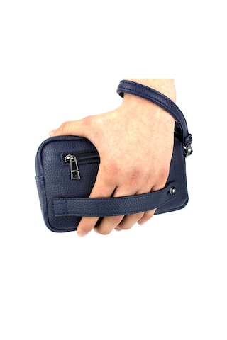 Erkek Lacivert Lüks El Ve Bileklik Kemerli Portföy El Çantası Lacivert