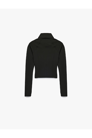 Koton Fermuarlı Uzun Kollu Dik Yaka Slim Fit Spor Sweatshirt Siyah 6wak10164nk Siyah