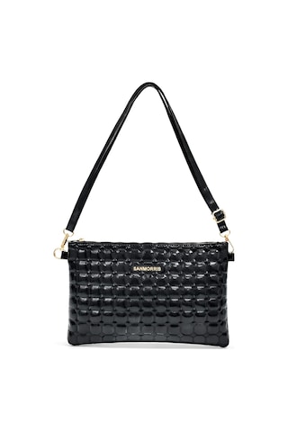 Sanmorris Kadın Suni Deri Ayarlanabilir Çapraz Ve El Askılı Portföy, Clutch Çanta S-1424 Siyah - Siyah
