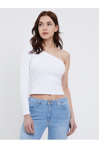 Slim Fit Kadın Bluz U.kol Beyaz