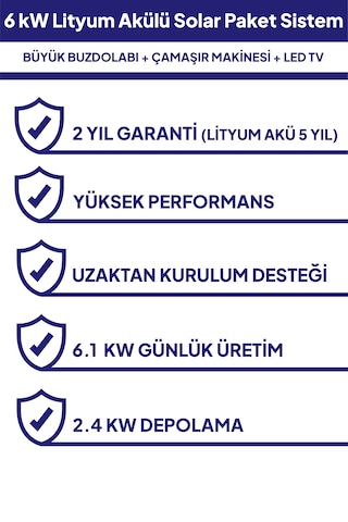 6 Kw Lityum Akülü Solar Güneş Enerjisi Sistemi