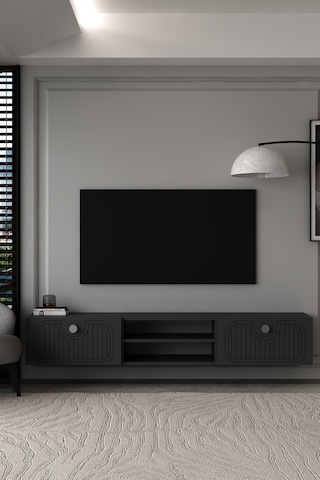 180dhdtdar3ag Hera Lazer Desenli Duvara Monte Tv Sehpası,ünitesi Antrasit-gümüş