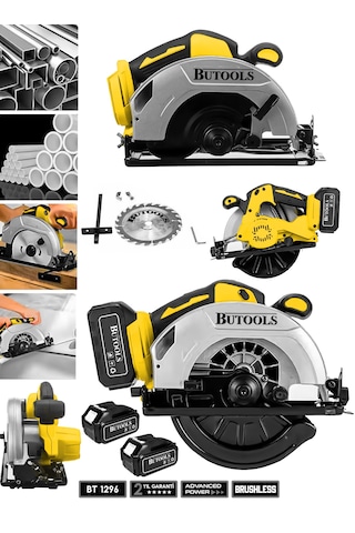 Butools ST-29 Sarı 21V Platinum Akülü Çelik Şanzuman Şarjlı Ahşap Sunta Ağaç Kesme Makinesi Daire Testere