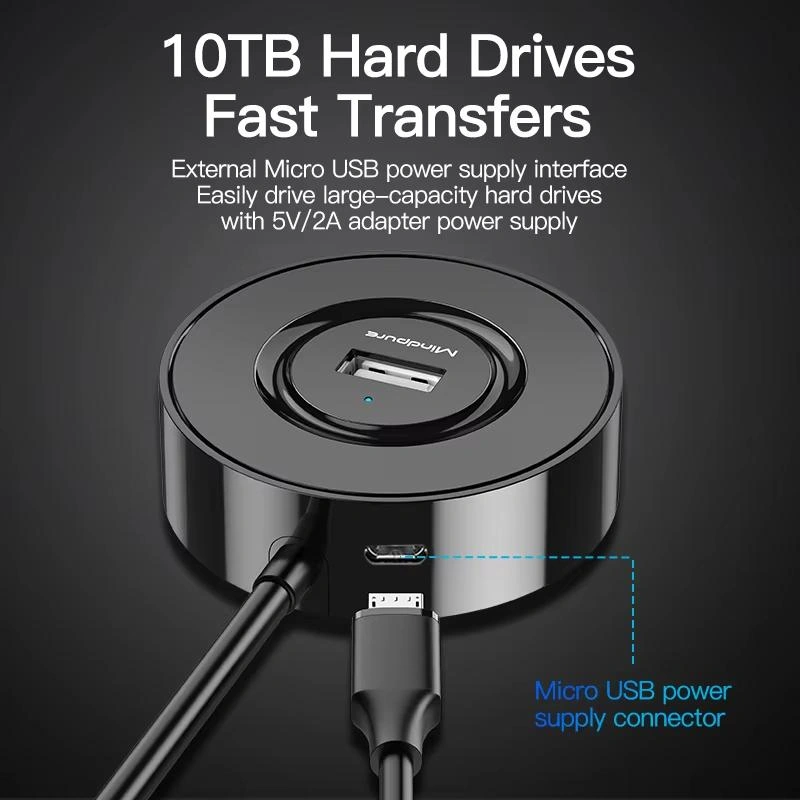 Sones Mindpure Us018 Bilgisayar Genişletme Usb2.0 4 Portlu Hub, Uzunluk: 0,3 M Siyah