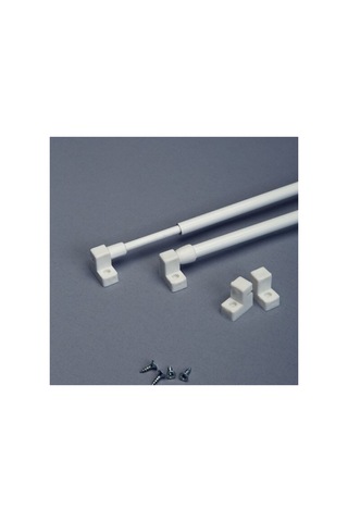 40 - 60 Cm Ayarlanabilir Briz Çubuğu 2 Adet Alüminyum Perde Borusu 4 Adet Başlık 40-60 Cm Beyaz