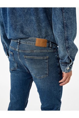 Koton Normal Bel Cepli Pamuklu Slim Fit Jean Pantolon - Brad Jean Orta İndigo 7wam40008nd