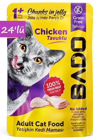 Bado Yetişkin Yaş Kedi Maması Tavuk Etli 85gr 24'lü