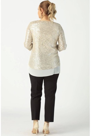 Moda Berray 28034 Payet Büyük Beden Bluz Bej Bej
