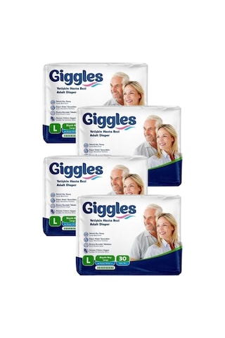 Giggles Belbantlı Yetişkin Hasta Bezi Büyük Boy L 4 x 30'lu Giggles Belbantlı Yetişkin Hasta Bezi Büyük Boy L 4 x 30'lu