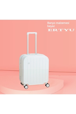 Relaxed 20 İnçlik Valiz, Hafif Kabin Valizi, Araba Evrensel Tekerlekli Seyahat Kodu Kutusu - Beyaz Beyaz