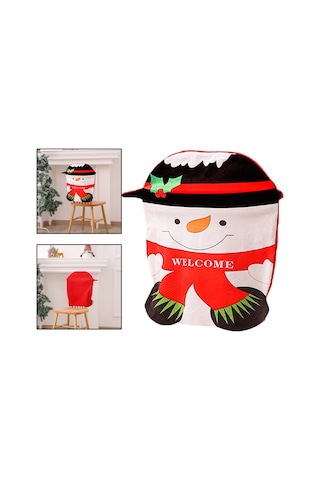 Suntek Noel Sandalye Kapak Dekor Arkalık Ev Partisi Kardan Adam