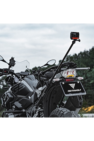 Motowolf Motosiklet İçin Alüminyum Aksiyon Kamera Selfi Çubuğu Ve Montaj Seti Siyah