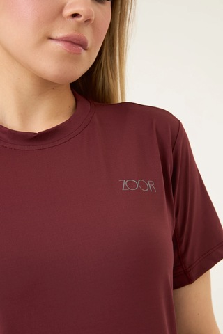 Zoor Kadın Kısa Kol Compression Fitness Gym Spor Body Tshirt Bordo