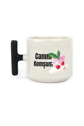 Canım Komşum Baskılı Siyah Kulplu T Kupa