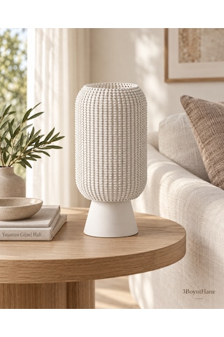 Modern Dekoratif Masa Lambası Salon Ve Yatak Odası İçin Abajur, 10 Renk Seçeneği, E14 Led Uyumlu Beyaz
