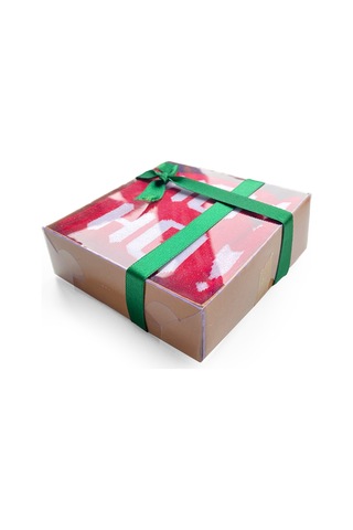 Inno Yılbaşı Hoho Desenli Noel Babalı Kraft Kutulu Çorap Tekli Beyaz