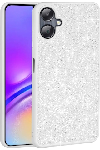 Xemu Galaxy Uyumlu A06 Kılıf Parlak Taşlı Tasarım Xemu Pırlanta Kapak - Beyaz Beyaz