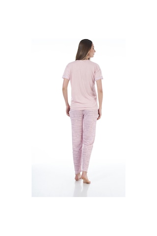 Estiva 22120 Kadın Yazı Desenli Kısa Kollu Viskon Pijama Takımı 001