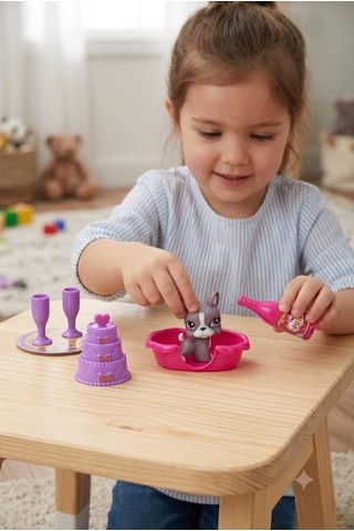 Petclub Sevimli Minişin Yatak Odası Oyun Seti Sevimli Gri Köpek Ve Eğlenceli Aksesuarlı Çocuk Oyuncağı