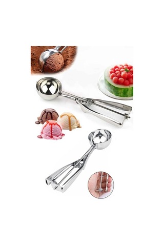 Paslanmaz Çelik Sarımsak Ezici, Dondurma Kaşığı, Çırpıcı Ve Patates Ezici Gri