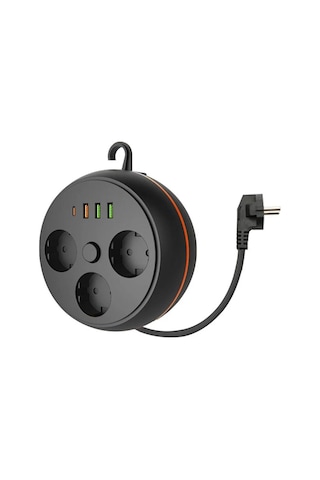 3 Adet Soket,3 Adet Usb Ve 1 Adet Type-c Girişli Termal Akım Korumalı Makaralı Priz 3395 5468 Standart