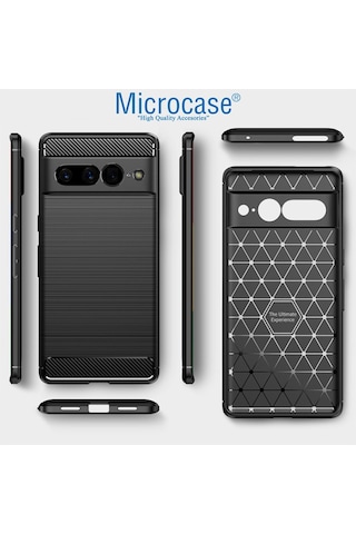 Google Pixel 7 Pro Brushed Carbonfiber Silikon Kılıf-Siyah Al3332