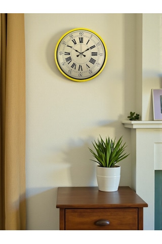 Zentime 36 Cm Sarı Dekoratif Duvar Saati çok Renkli