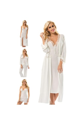 Sistina Bayan Ekru Dantelli Penye Çeyizlik 6 lı Set 1510