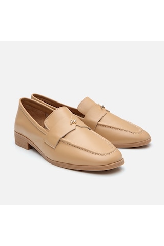 Hotiç Kadın Deri Bej Logo Detaylı Loafer 01ayh303980a330 Naturel-nude Nude
