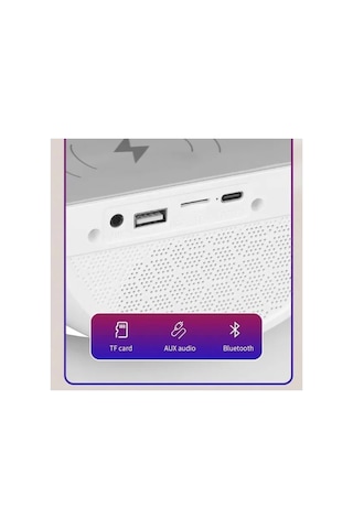 G Bluetooth Hoparlör Sd Kart Usb Fm Radyo 5w Kablosuz Şarj Gece Lambası Ambians Led Işık
