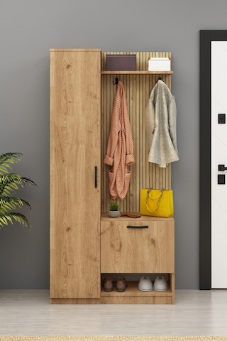 Lora Portmanto Tek Kapılı Vestiyer Ayakkabılık Meşe Meşe