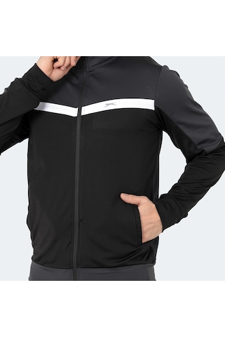 Slazenger RAMOS Erkek Fermuarlı Dik Yaka Cepli Koyu Gri Eşofman Takımı