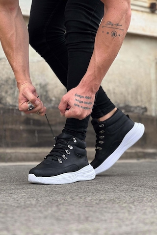 Wagoon Wg035 Siyah Cilt Yüksek Taban Yarım Bilek Bot Siyah