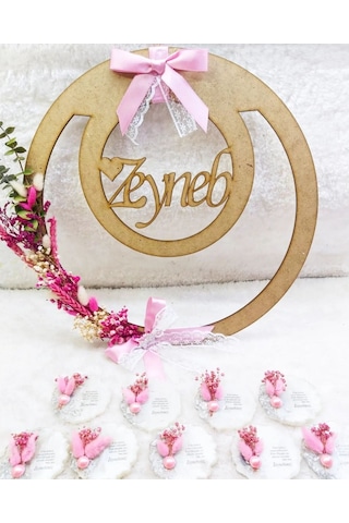 Ahşap Çerçeve İsim Yazılı Bebek Odası Kapı Süsü Çok Renkli