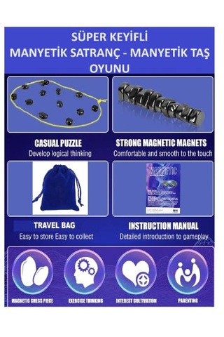 Süper Keyifli Manyetik Satranç-20 Taşlı Manyetik Güçlü Taş Oyunu