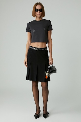 Grımelange Lavıva Kadın Kısa Fermuar Detaylı Siyah Etek Siyah