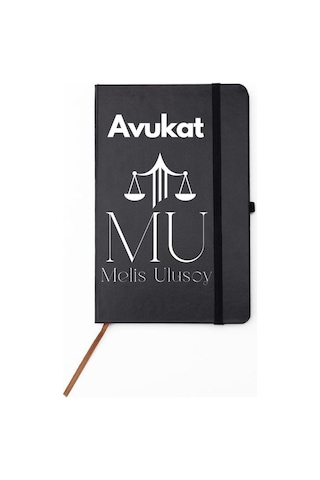 Avukatlara Özel İsim Yazılı Tasarımlı Defter Siyah