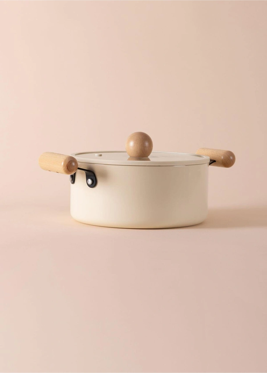 The Mia Cucina Derin Tencere 24 Cm Seramik Kaplama Krem