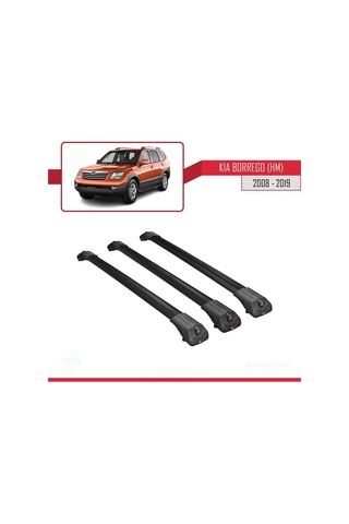 Kia Borrego Hm 2008-2019 Arası İle Uyumlu Ace-1 Ara Atkı Tavan Barı Siyah 3 Adet Bar