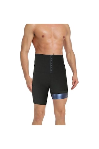 Sh Mağazacılık Sauna-şort Yüksek Bel Agraflı Sauna Unisex Termal Toparlayıcı Ve Sıkılaştırıcı Spor Şort Siyah