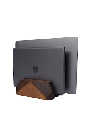 laptop stand - ahşap dikey laptop standı Ceviz