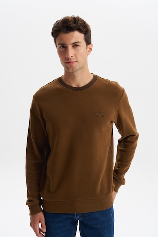 AR-MA Arma Erkek Regular Fit Örme Selanik Sweatshirt %65 Pamuk %35 Polyester, Karbon Fırçalı, Basic Bisiklet Yaka K30124698902 Kahverengi-k7
