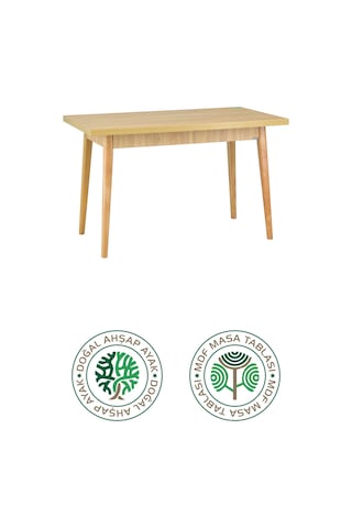 Vilinze Avanos Sabit Naturel Ahşap Mdf Mutfak Masası - 70x120 Cm