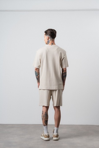 Erkek Countryman Nakışlı Regular Fit T-shirt Şort Takım Bej