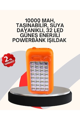 Güneş Paneli İle Şarj Olan 32 Led Li Powerbank Cihazı Çok Renkli