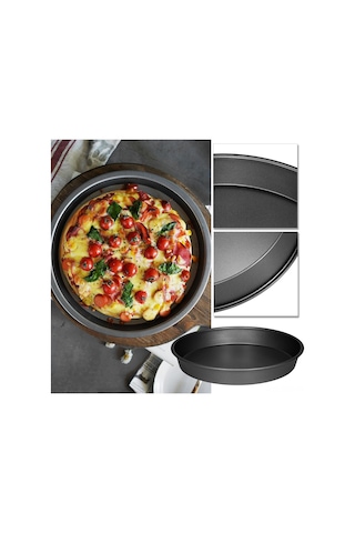 Springsun "6-9 İnç Yapışmaz Karbon Çelik Pizza Tavası - Fırın İçin Çok Amaçlı Yuvarlak Pişirme Tepsisi" Siyah