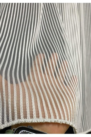 Baran Zara Kalın Çizgili Armür Tül Perde / Ölçünüze Özel Dikim