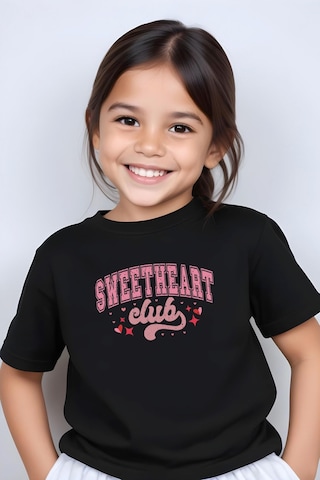 Fyk Kids Kız Çocuk Sweatheard Club Baskılı Tişört Siyah
