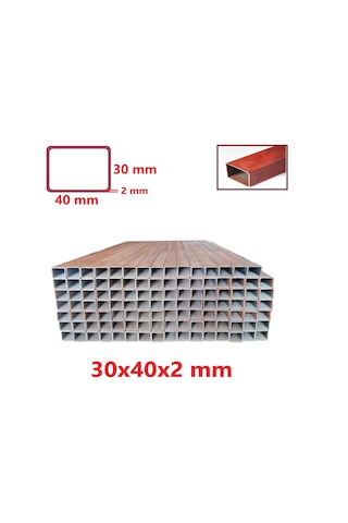 Boyalı 2mt 30 X 40 X 2 Mm Kutu Profil Boru Metal 30x40x2 Demir